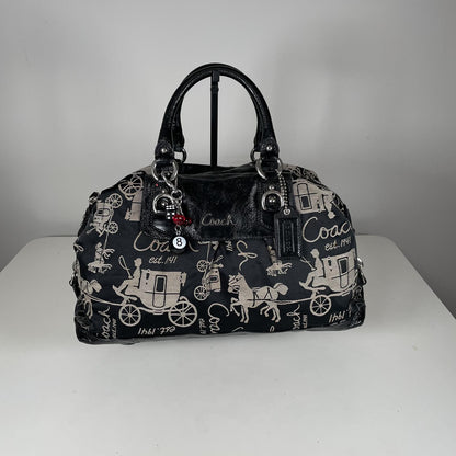 Coach Madison Sabrina Horse & Carriage Black Leather Shoulder Bag G01077-F15653