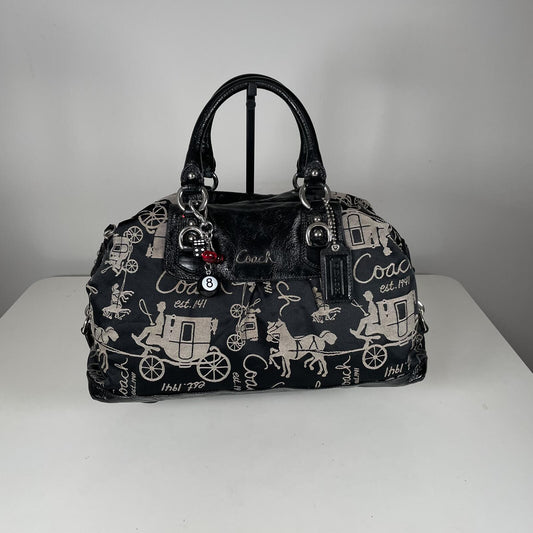 Coach Madison Sabrina Horse & Carriage Black Leather Shoulder Bag G01077-F15653