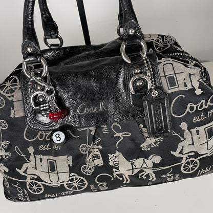 Coach Madison Sabrina Horse & Carriage Black Leather Shoulder Bag G01077-F15653