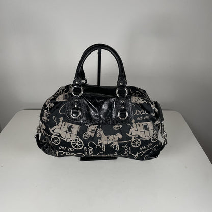 Coach Madison Sabrina Horse & Carriage Black Leather Shoulder Bag G01077-F15653