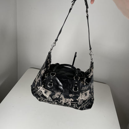 Coach Madison Sabrina Horse & Carriage Black Leather Shoulder Bag G01077-F15653