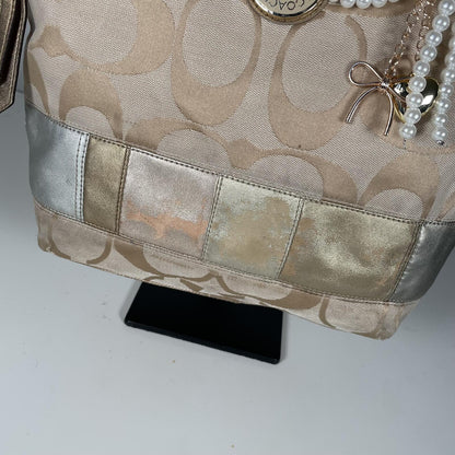Coach Signature Monogram Gold Tone Shoulder Bag Beige Shoulder bag A1293-F19200