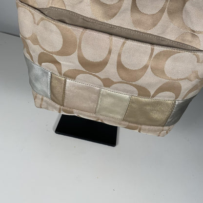 Coach Signature Monogram Gold Tone Shoulder Bag Beige Shoulder bag A1293-F19200