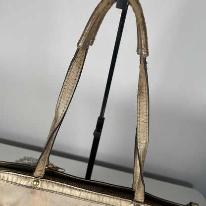 Coach Signature Monogram Gold Tone Shoulder Bag Beige Shoulder bag A1293-F19200