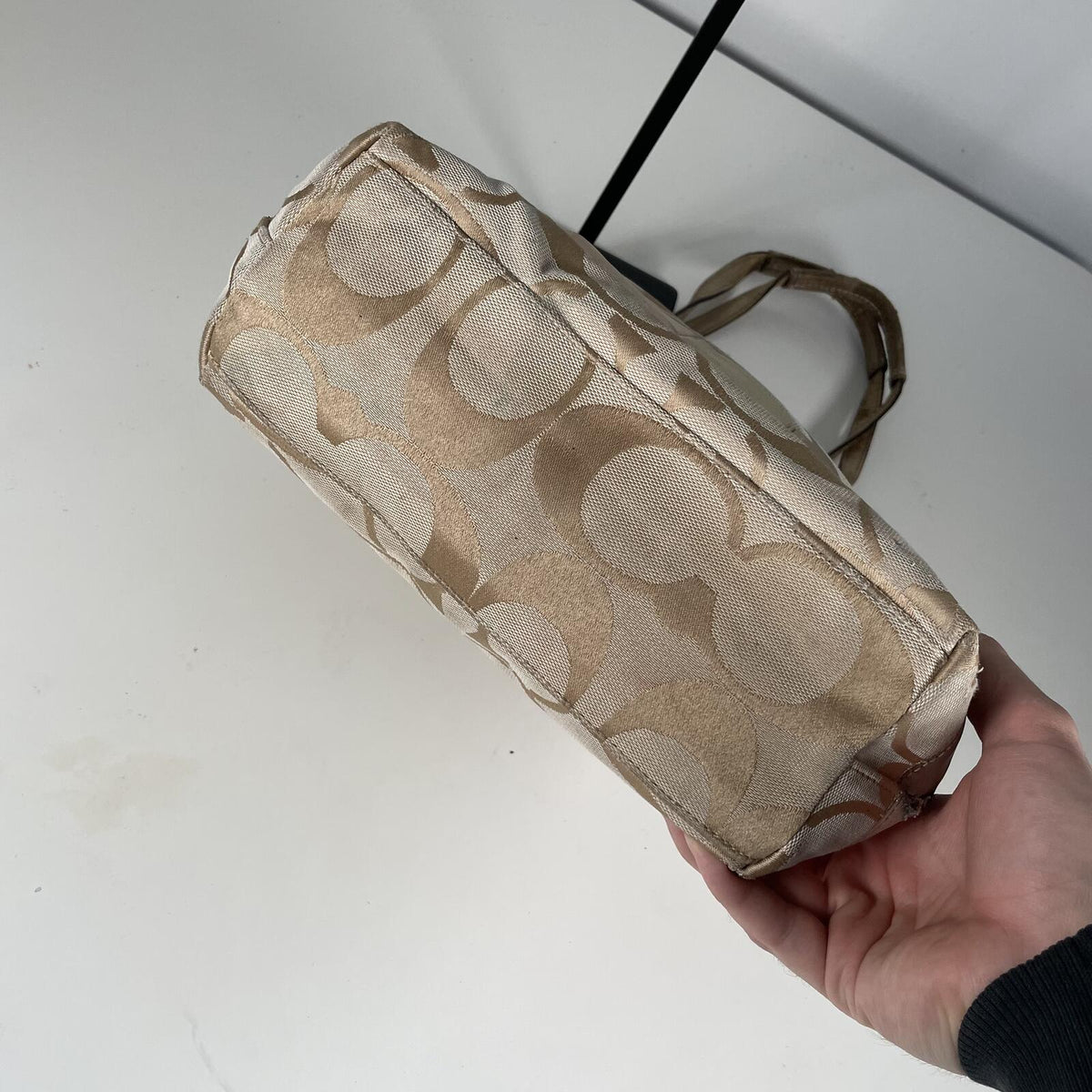 Coach Signature Monogram Gold Tone Shoulder Bag Beige Shoulder bag A1293-F19200