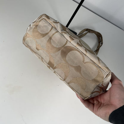 Coach Signature Monogram Gold Tone Shoulder Bag Beige Shoulder bag A1293-F19200
