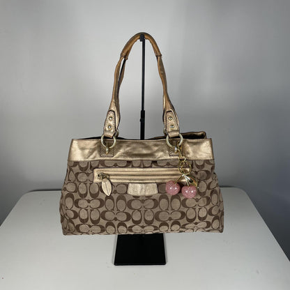 Coach Penelope Signature Monogram Shoulder Bag Gold Detail Handbag G1060-F15533