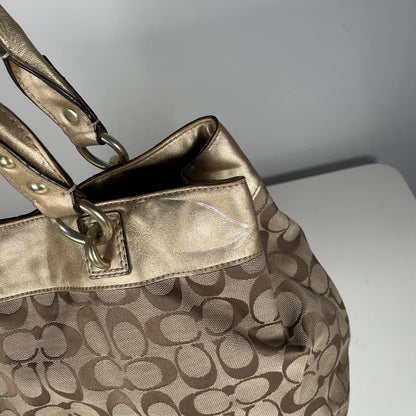 Coach Penelope Signature Monogram Shoulder Bag Gold Detail Handbag G1060-F15533