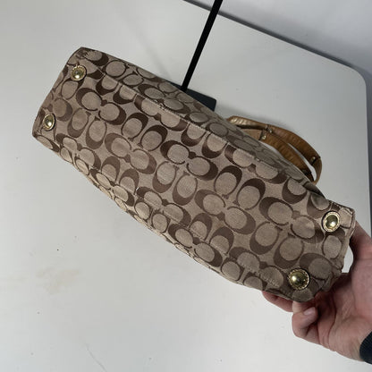 Coach Penelope Signature Monogram Shoulder Bag Gold Detail Handbag G1060-F15533