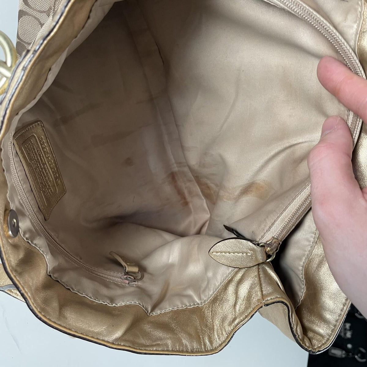 Coach Penelope Signature Monogram Shoulder Bag Gold Detail Handbag G1060-F15533