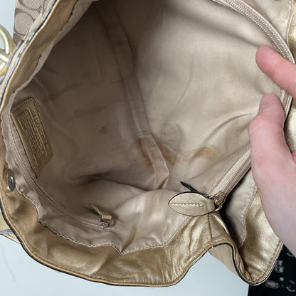 Coach Penelope Signature Monogram Shoulder Bag Gold Detail Handbag G1060-F15533