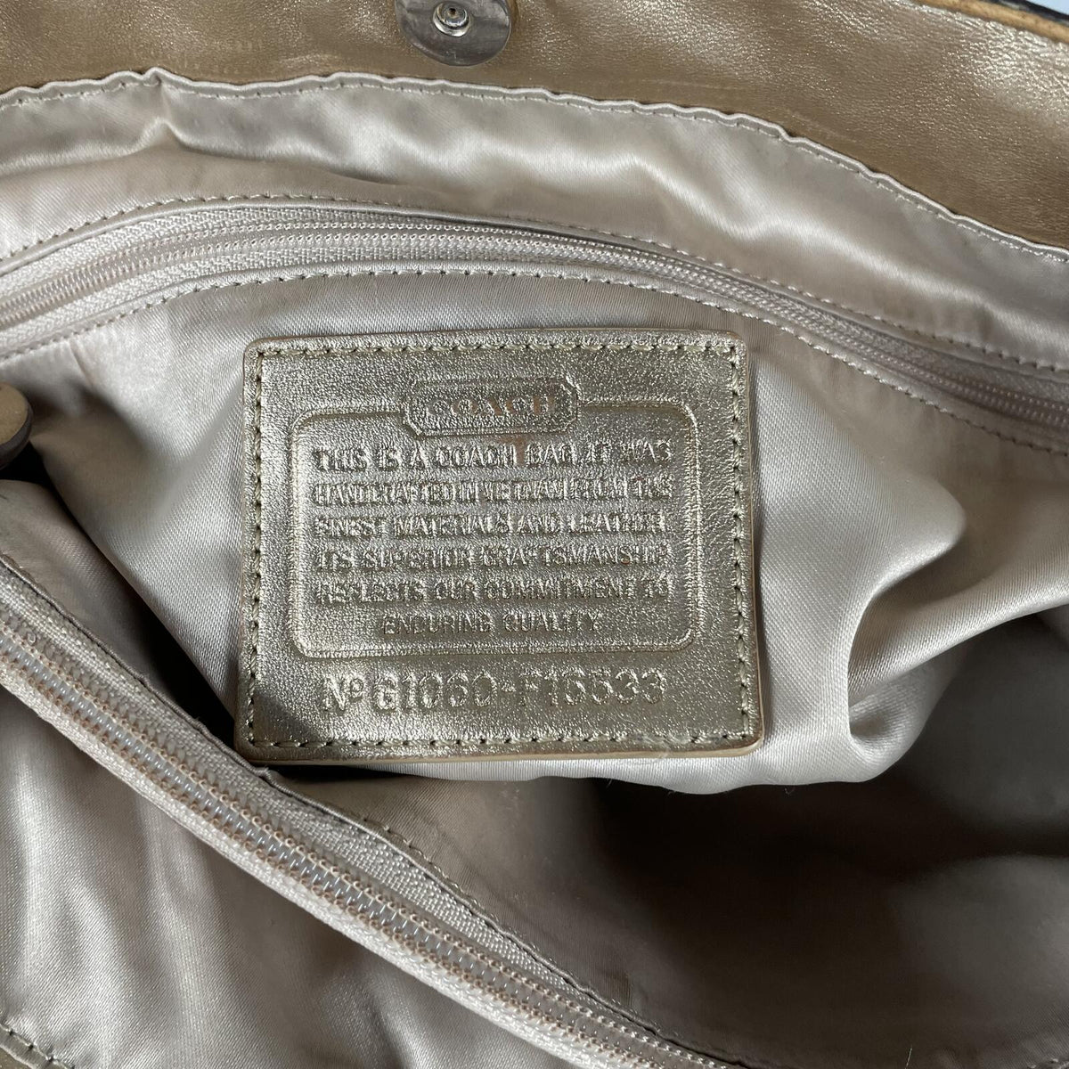 Coach Penelope Signature Monogram Shoulder Bag Gold Detail Handbag G1060-F15533