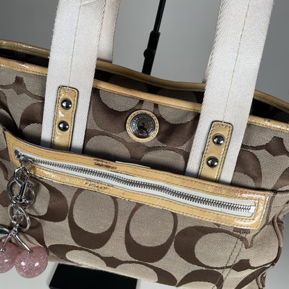 Coach Daisy Carryall Tote Shoulder Bag Beige Yellow Detail D1193-F14878