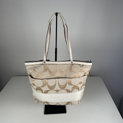 Coach Beige Signature Monogram Tote Shoulder Bag Handbag Purse Y2K K1281-F19046