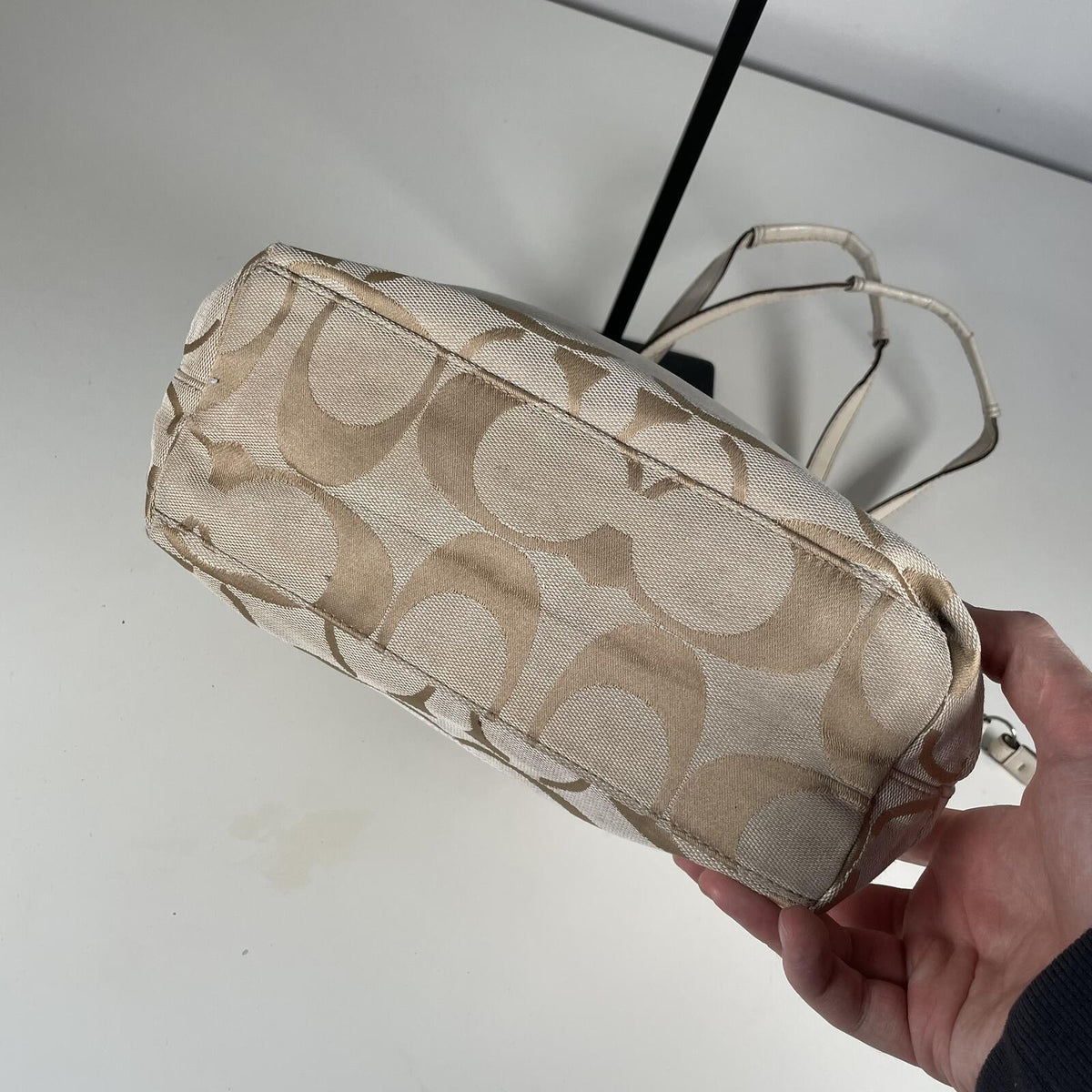 Coach Beige Signature Monogram Tote Shoulder Bag Handbag Purse Y2K K1281-F19046
