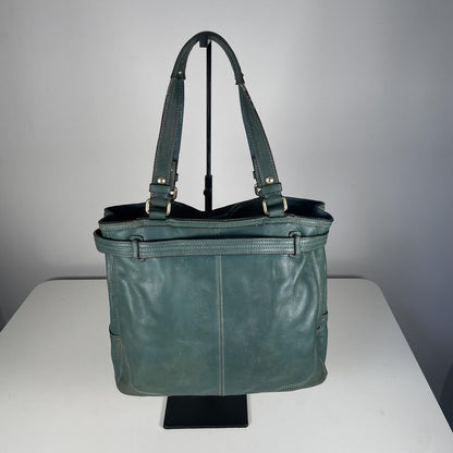 Coach Nancy Dark Green Leather Tote Shoulder Bag Retro Handbag E0982-F13995