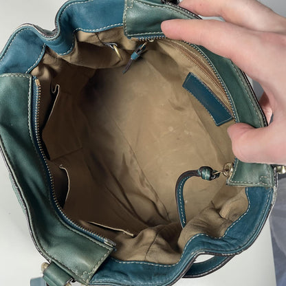 Coach Nancy Dark Green Leather Tote Shoulder Bag Retro Handbag E0982-F13995