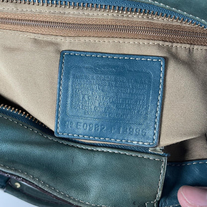 Coach Nancy Dark Green Leather Tote Shoulder Bag Retro Handbag E0982-F13995