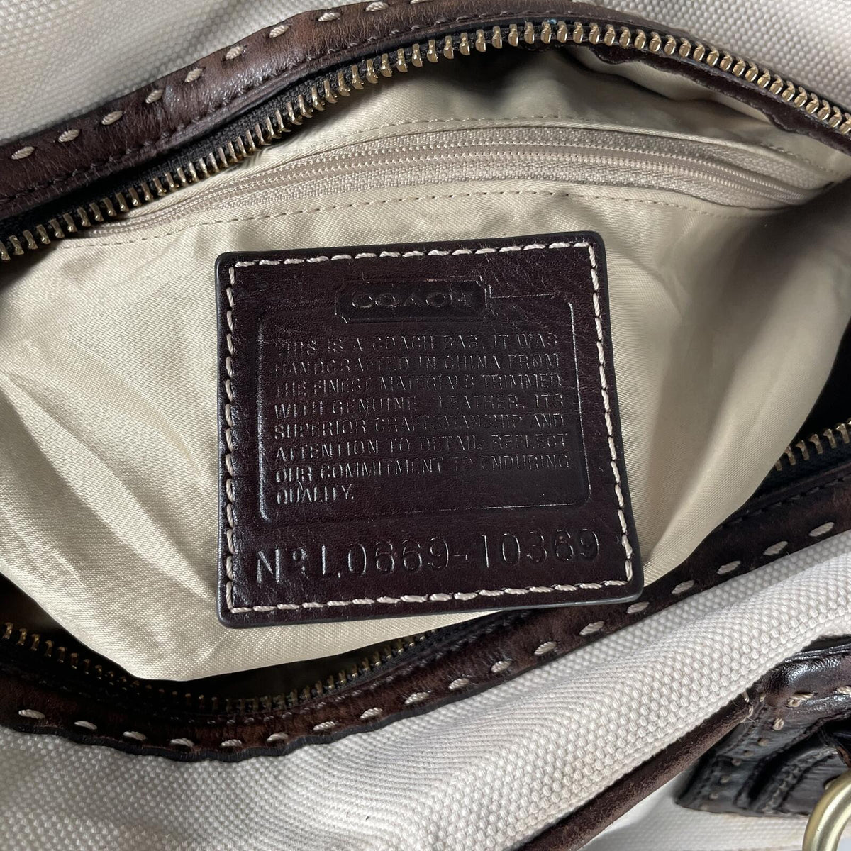 Coach Mahogany Beige Canvas Leather Shoulder Bag Gold Hardware Y2K L0669-10369