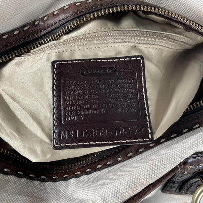 Coach Mahogany Beige Canvas Leather Shoulder Bag Gold Hardware Y2K L0669-10369