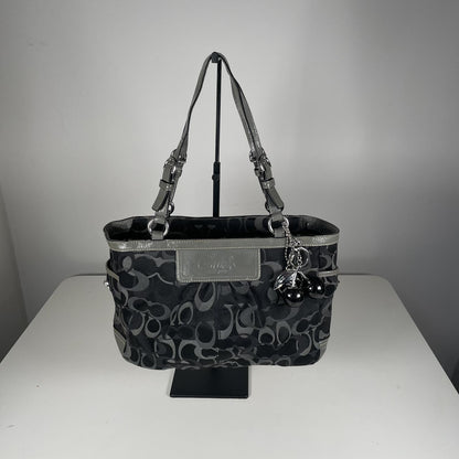 Coach Black Grey Signature Monogram Shoulder Bag E0982-F13762