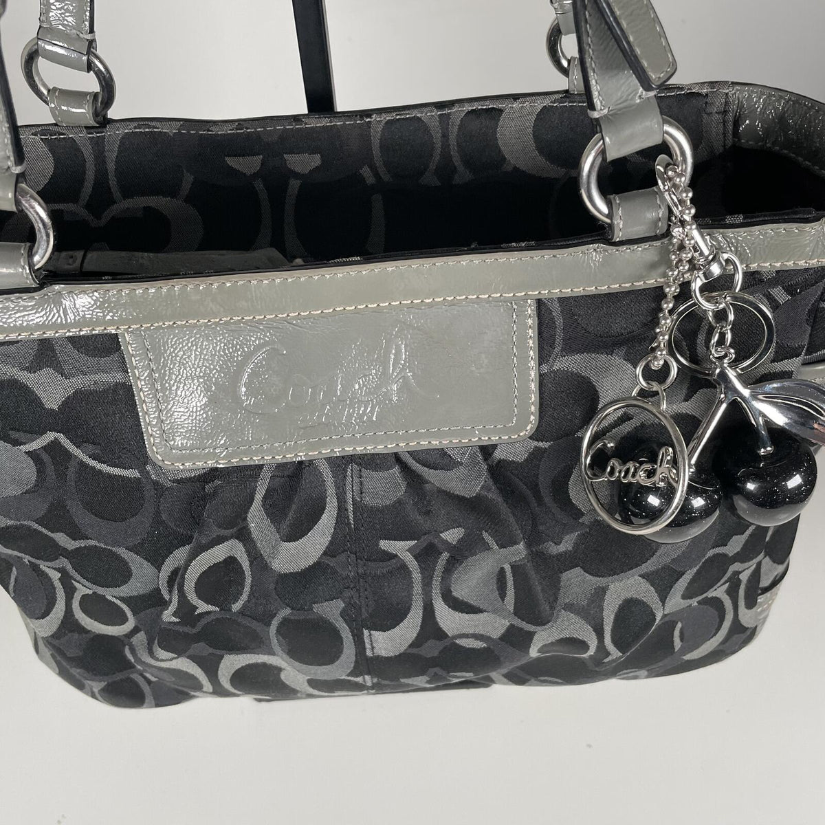Coach Black Grey Signature Monogram Shoulder Bag E0982-F13762