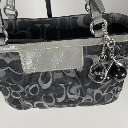 Coach Black Grey Signature Monogram Shoulder Bag E0982-F13762