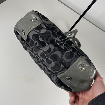 Coach Black Grey Signature Monogram Shoulder Bag E0982-F13762
