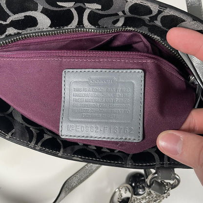 Coach Black Grey Signature Monogram Shoulder Bag E0982-F13762