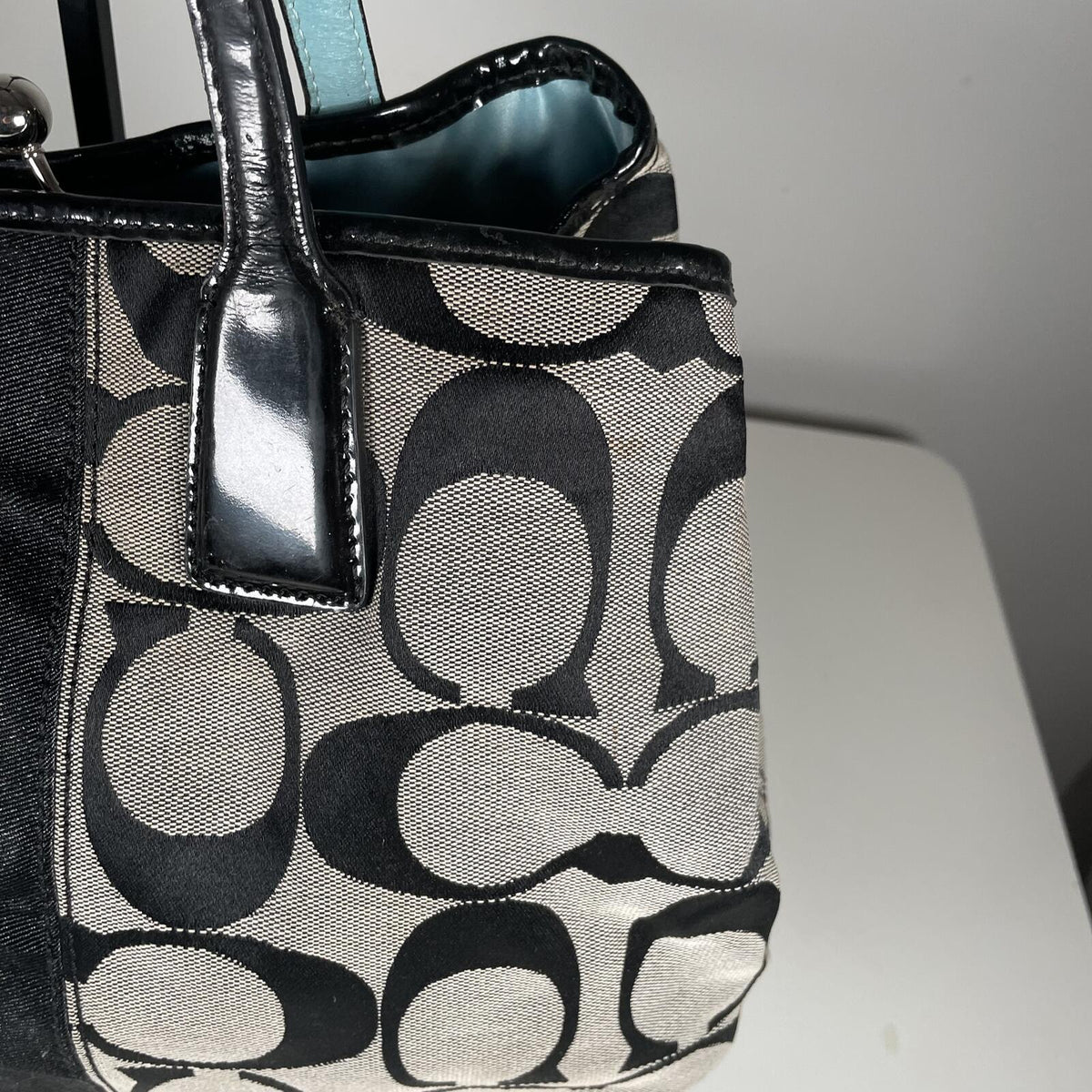 Coach Black Signature Monogram Shoulder Bag E1093-F1533