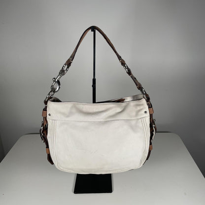 Coach Zoe White Leather Shoulder Bag Buckle J0993-F12671