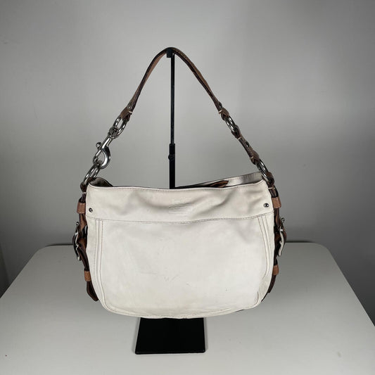 Coach Zoe White Leather Shoulder Bag Buckle J0993-F12671