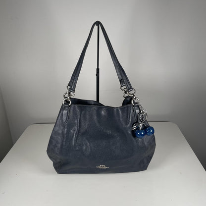 Coach Navy Leather 3 Compartment Shoulder Bag Handbag Purse A2032-91133