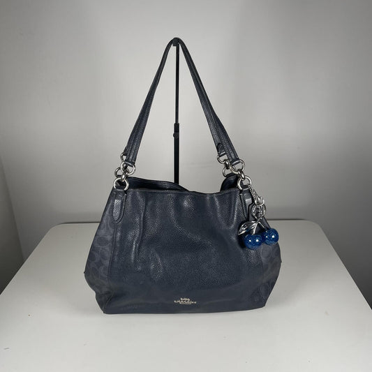 Coach Navy Leather 3 Compartment Shoulder Bag Handbag Purse A2032-91133