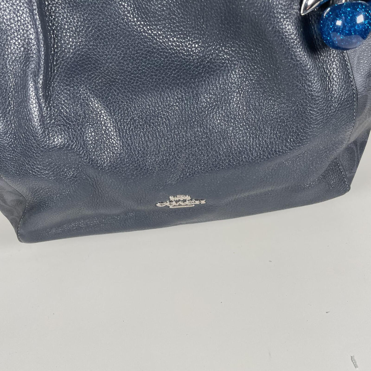 Coach Navy Leather 3 Compartment Shoulder Bag Handbag Purse A2032-91133