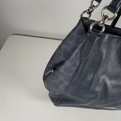 Coach Navy Leather 3 Compartment Shoulder Bag Handbag Purse A2032-91133