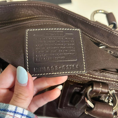 Coach Hampton Brown Pebble Leather Satchel Tote Shoulder Bag H0693-92764