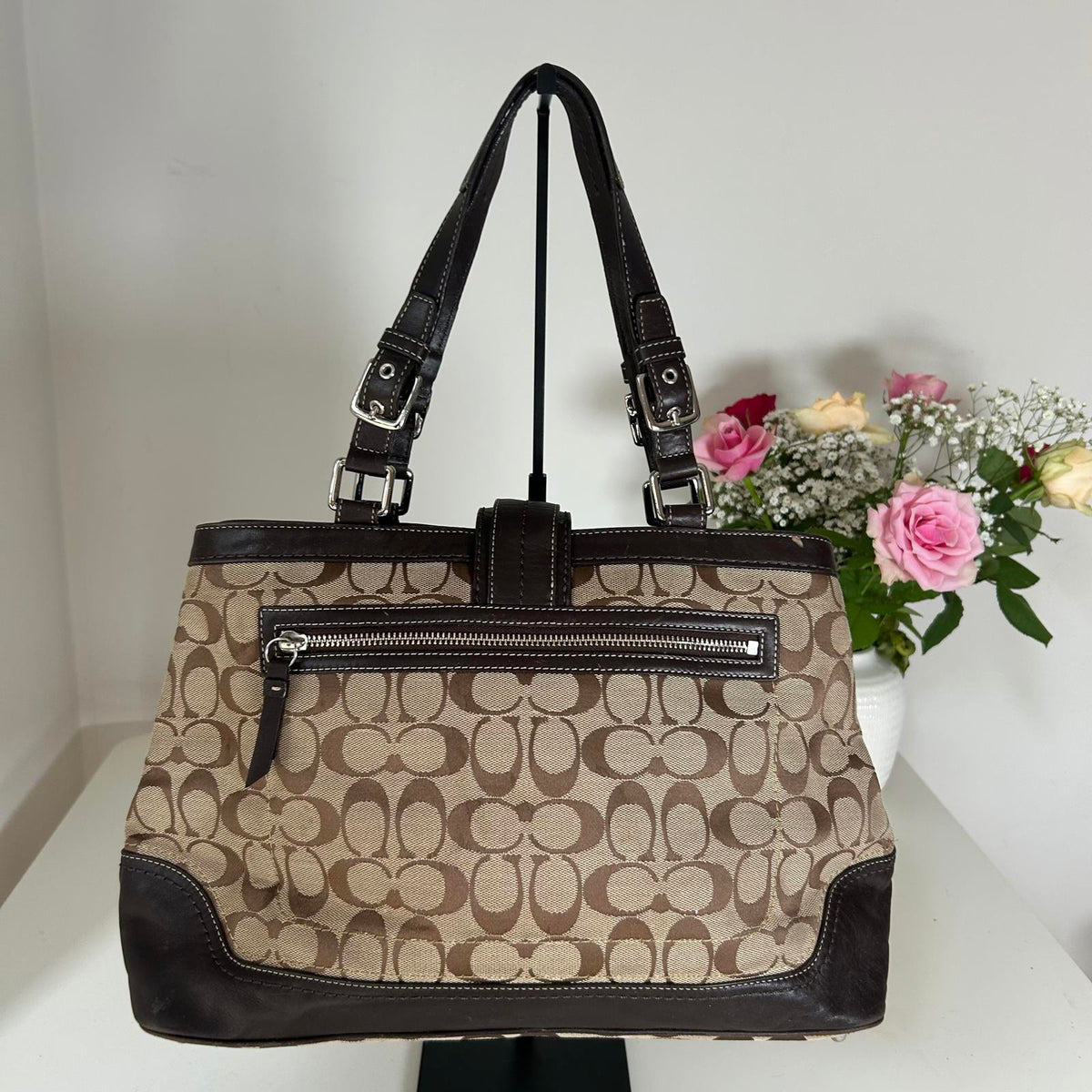 Coach Hampton Brown Signature Satchel H0872-F12643