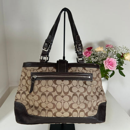 Coach Hampton Brown Signature Satchel H0872-F12643