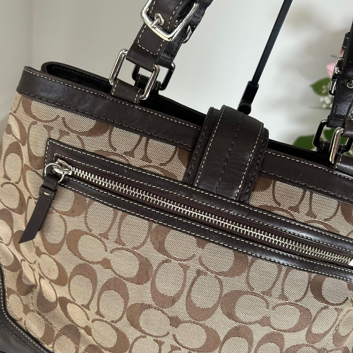 Coach Hampton Brown Signature Satchel H0872-F12643