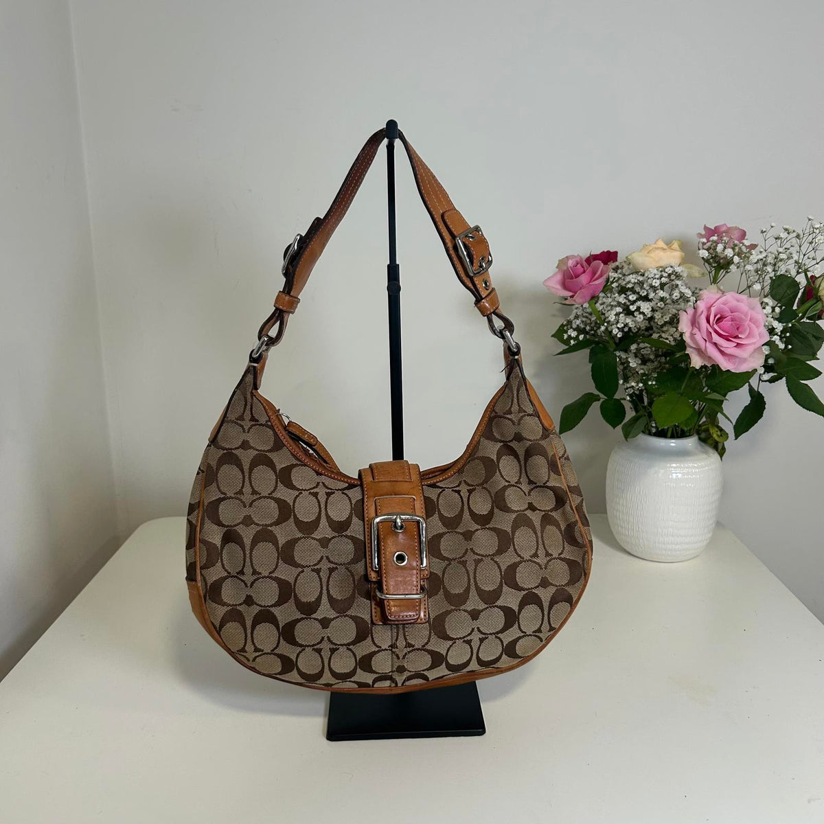 Coach Brown Horseshoe Monogram Shoulder Bag E04J-6363