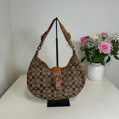Coach Brown Horseshoe Monogram Shoulder Bag E04J-6363