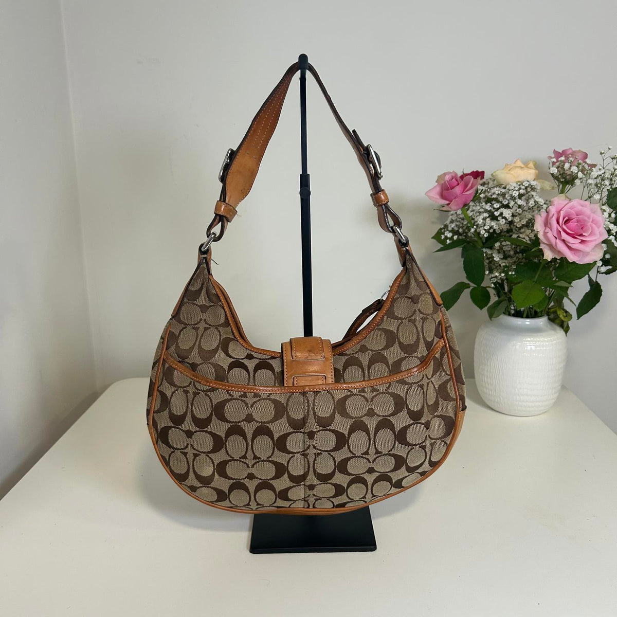 Coach Brown Horseshoe Monogram Shoulder Bag E04J-6363