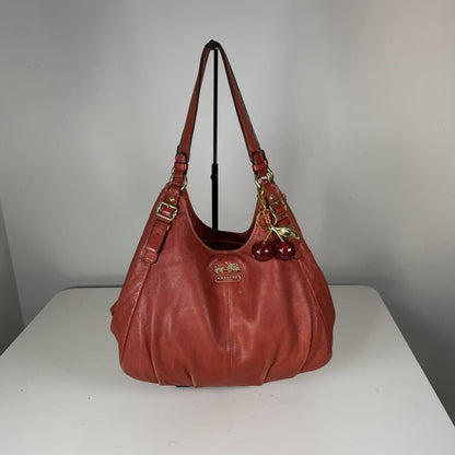 Coach Madison Maggie Red Orange Leather Hobo Bag F1168-16503