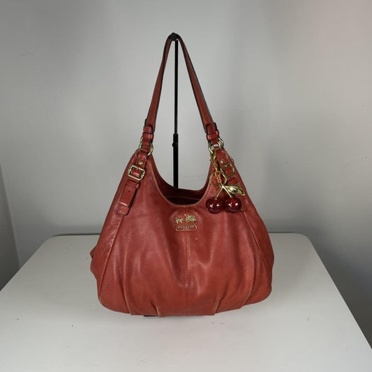 Coach Madison Maggie Red Orange Leather Hobo Bag F1168-16503