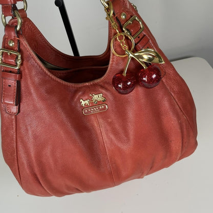 Coach Madison Maggie Red Orange Leather Hobo Bag F1168-16503