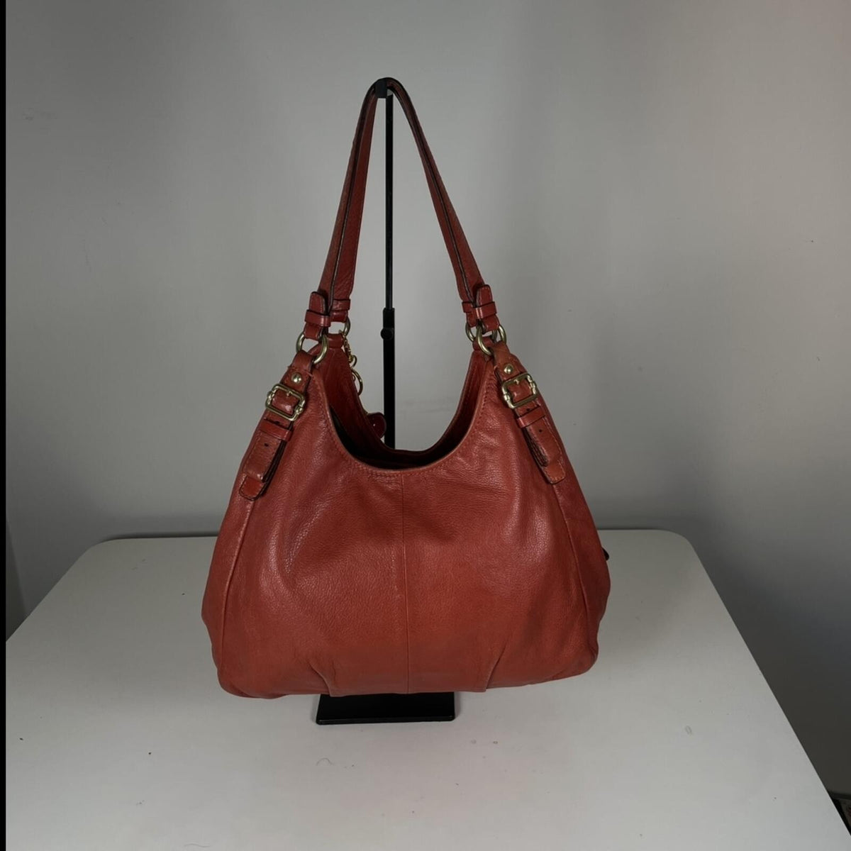 Coach Madison Maggie Red Orange Leather Hobo Bag F1168-16503
