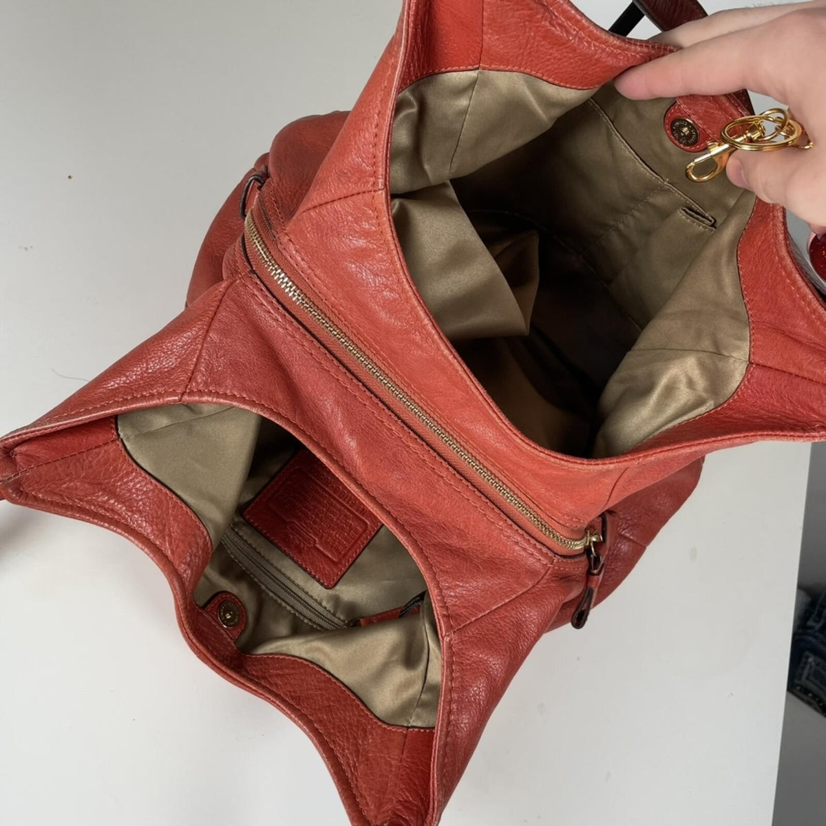 Coach Madison Maggie Red Orange Leather Hobo Bag F1168-16503