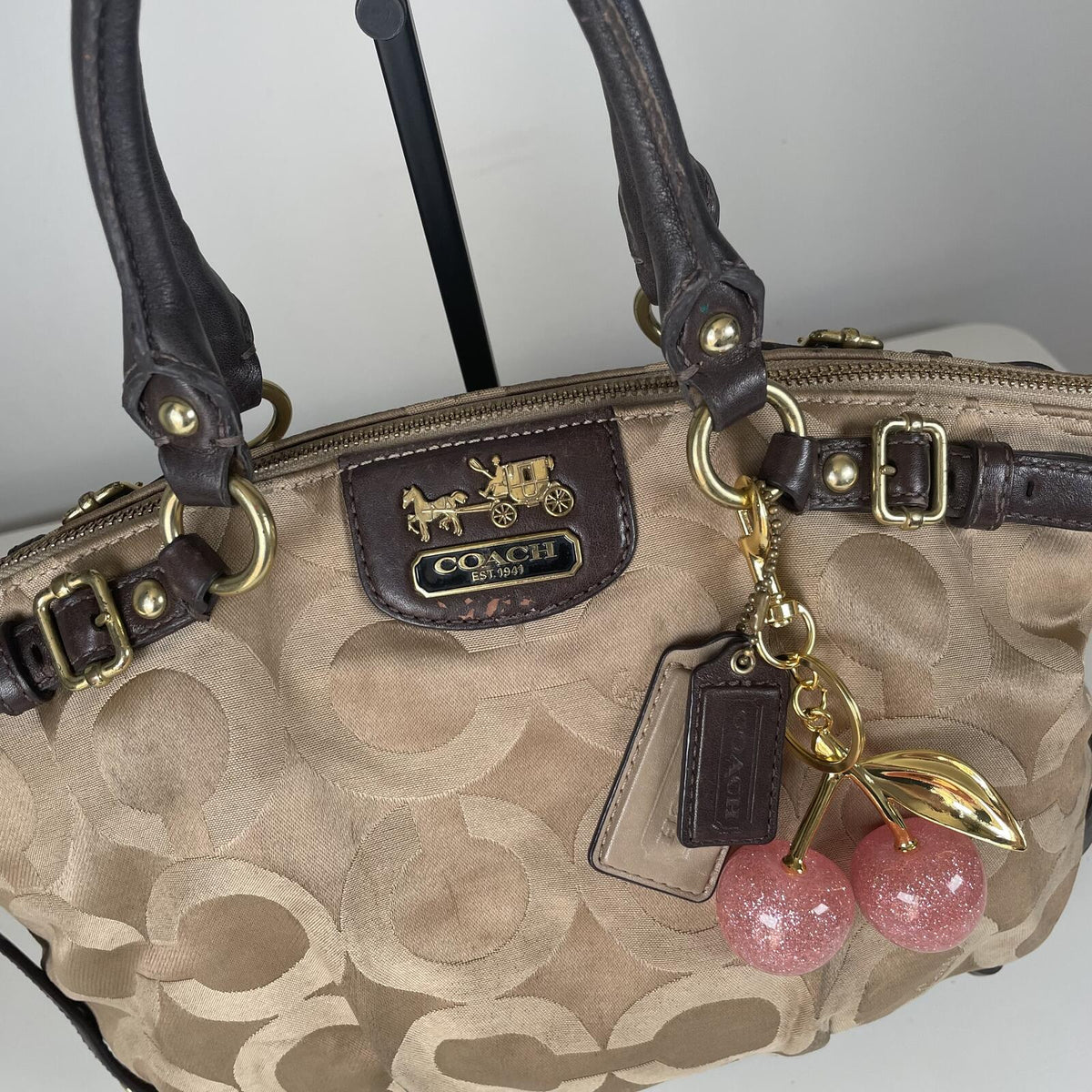 Coach Beige Signature Monogram Shoulder Bag H1182-18650