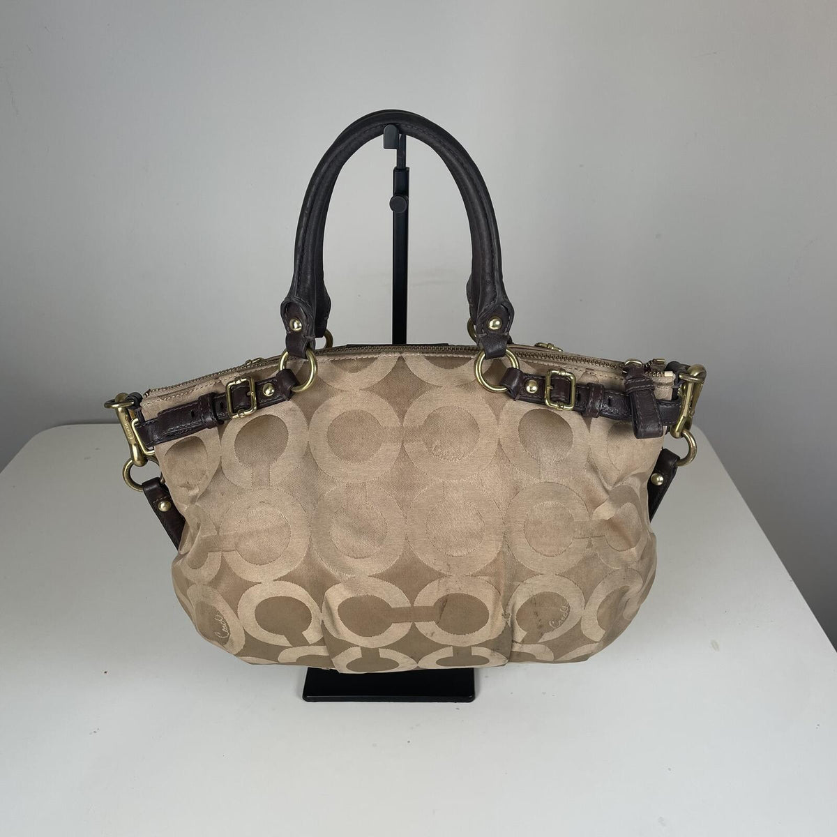 Coach Beige Signature Monogram Shoulder Bag H1182-18650
